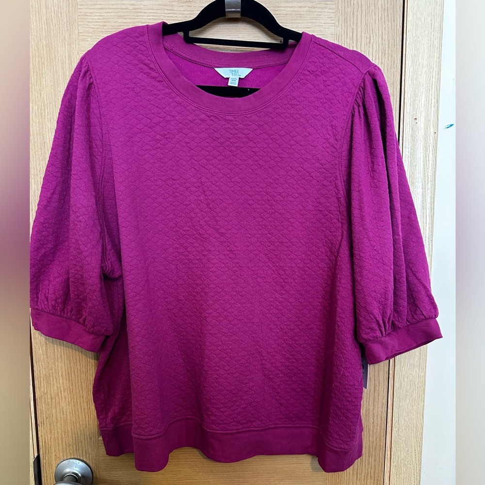 Time and Tru Fusha Pink Textured Blouse Sz XXXL 22 - NWT